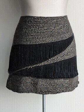 NWT Parker Black Studded & Beaded Mini Skirt